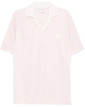 Courreges V-Neck T-Shirt With Logo - Pink