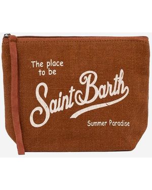 MC2 Saint Barth Aline Clutch Bag With Logo - Brown