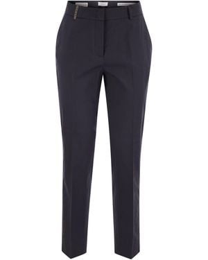 Peserico Leichte Baumwollsatin -Zigarettenhose - Blau