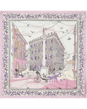 Ferragamo Bufanda De Seda Con Estampado Voyage - Rosa