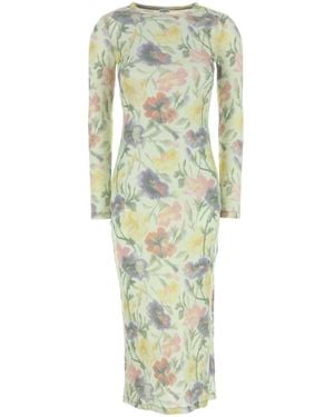 Loewe Printed Silk Blend Dress - Green