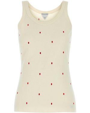 Bottega Veneta Ivory Cotton Blend Tank Top - Natural