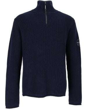 Murphy & Nye Nights Fender Ribbed Half-Zip Jumper - Blue