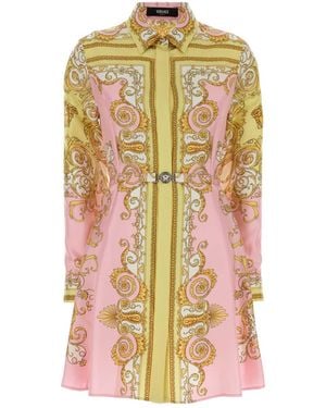Versace Silk Dress With Belt - Yellow
