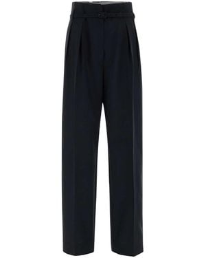 Prada Midnight Wool Blend Palazzo Pant - Black