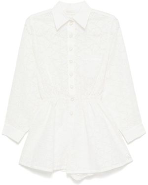Zimmermann Crush Playsuit Met Borduurwerk - Wit