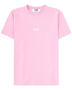 MSGM Logo Crew Neck T-Shirt - Pink