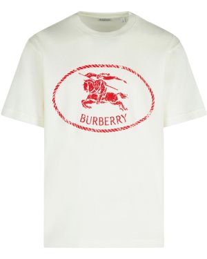 Burberry Camiseta de mezcla de algodón blanco de - Gris