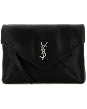 Saint Laurent Leather Cassandra Clutch - Black