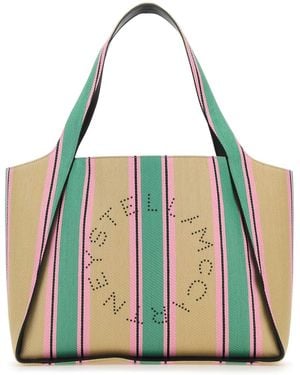 Stella McCartney Embroidered Raffia Stella Logo Shopping Bag - Green