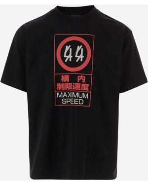 44 Label Group Bedrucktes Baumwoll-T-Shirt - Schwarz