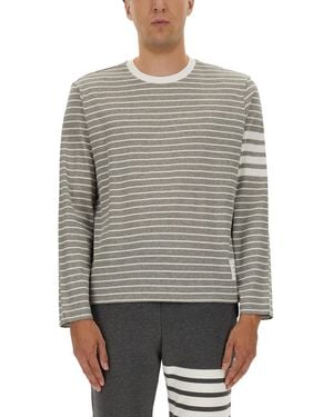 Thom Browne Striped T Shirt - Grey