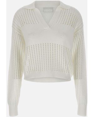 Iceberg Polo en coton avec rayures perforées - Blanc