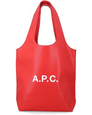 A.P.C. Ninon Small Faux Leather Tote - Red