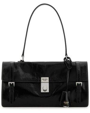 Prada Leather Medium Handbag - Black