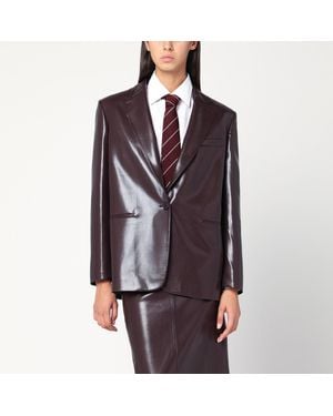 ANDAMANE Bordeaux Faux Leather Single Breasted Jacket - Red