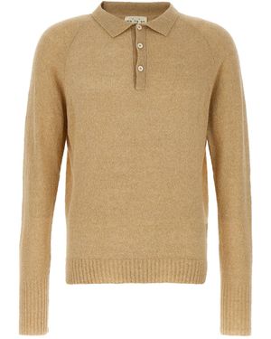 Ma'ry'ya Bouclé Katoenen Poloshirt - Naturel