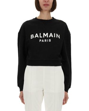 Balmain Printed Paris Sweatshirt - Black