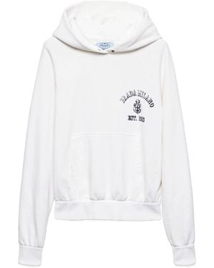 Prada Kapuzenpullover mit altem Logo-Print - Weiß