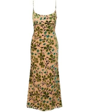 STAUD Dianna Dress Moss Floral Tapestry - Metallic