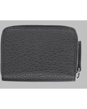 Maison Margiela Leather Coin Purse With Key Ring Wallets & Purses - Grey