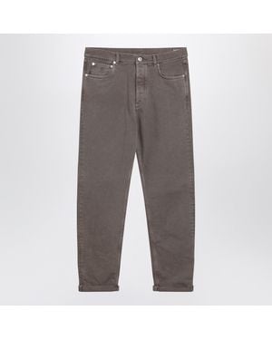 Brunello Cucinelli Vintageeffect Jeans With Turnup Hem - Grey