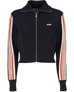 Autry Sweat en viscose avec fermeture éclair et rayures latérales - Bleu