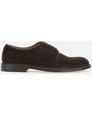 Doucal's Doucal 'S Scarpe Con Allacciata Marrone Scuro Di Visone - Bianco
