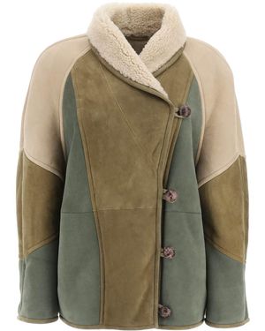 Isabel Marant MAANT ETOILE 'ABENI' SHORT SHEARLING - Verde
