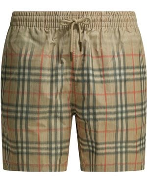 Burberry Check Polyester Swim Shorts - Green