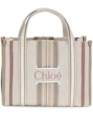 Chloé Chloé Woody Loop Small Canvas Tote - Natural