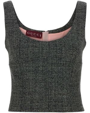 Gucci Wool Grisaille Top, Size 42 It, Ready-To-Wear - Grey