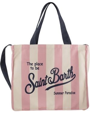 MC2 Saint Barth Striped Shopping Bag With Saint Barth Logo - Pink