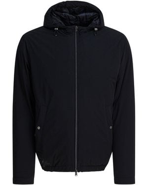 Herno Short Down Jacket With Hood Jackets And Coats - Blue