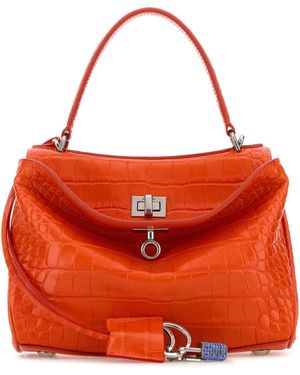 Balenciaga Orange Leather Mini Rodeo Handbag - Red