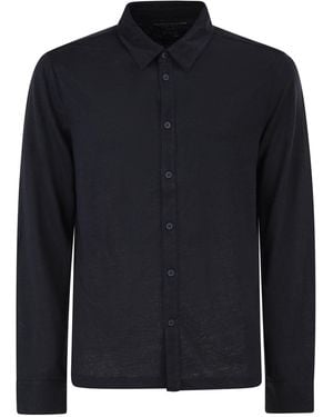 Majestic Stretch Linen Shirt With Front Button Fastening - Blue