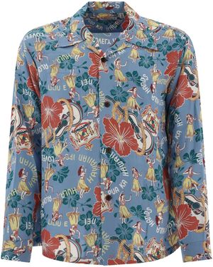 Toyo Enterprise "Lovely Hula Hands" Hemd - Blau