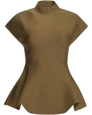 KHAITE Andra Casual Viscose Polyamide Top - Green