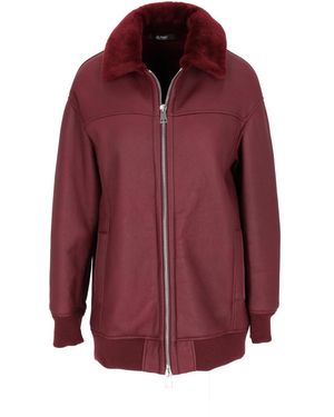 LA ROSE Bomber Lungo Mu In Pelle Montone Bordeaux - Rood