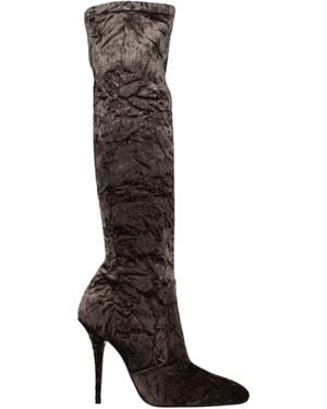 Saint Laurent Shain Laurent 'S Talia Boots Velvet/Tortora - Nero