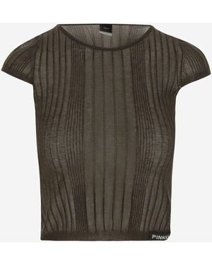 Pinko Semi -pure Katoenen Blend Gebreide T -shirt - Groen