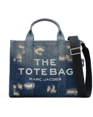 Marc Jacobs Borsa Tote The Denim Medium Rip And Repair - Blu