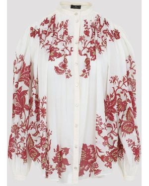 Etro Pleates Band Collar Shirt - Rot