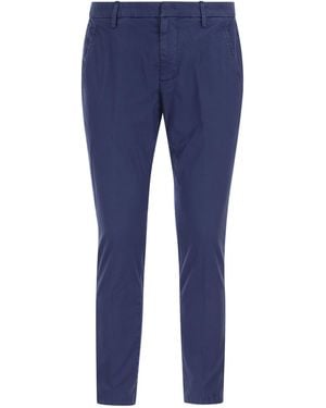 Dondup Alfredo Slim Fit Cotton Trousers - Blue