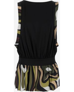 Emilio Pucci Vestido drapeado de con mármol estampado - Negro