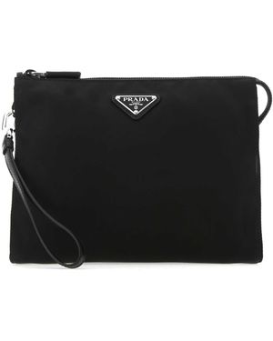 Prada Clutch Mit Saffiano-Leder - Schwarz