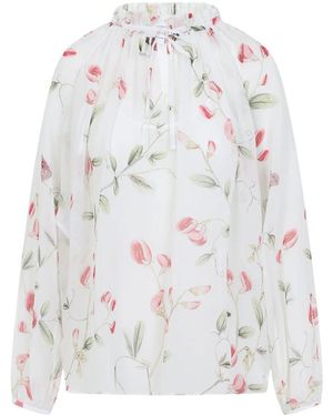 Giambattista Valli Sheer Floral Print Silk Shirt - Weiß