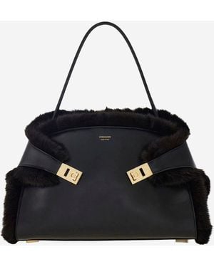 Ferragamo Hug Soft Shoulder Bag - Black