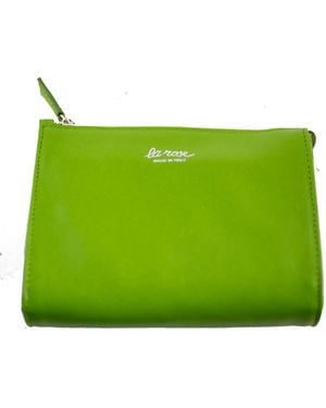 LA ROSE Minimal Leather Make Up Bag - Green