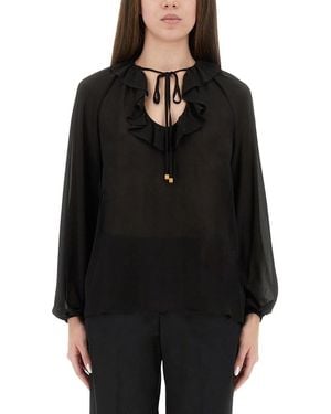 MICHAEL Michael Kors Michael Door Michael Kors Ruches Blouse - Zwart